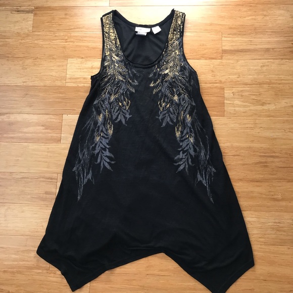Miss Me Dresses & Skirts - Miss Me Beaded Feather Tank Dress